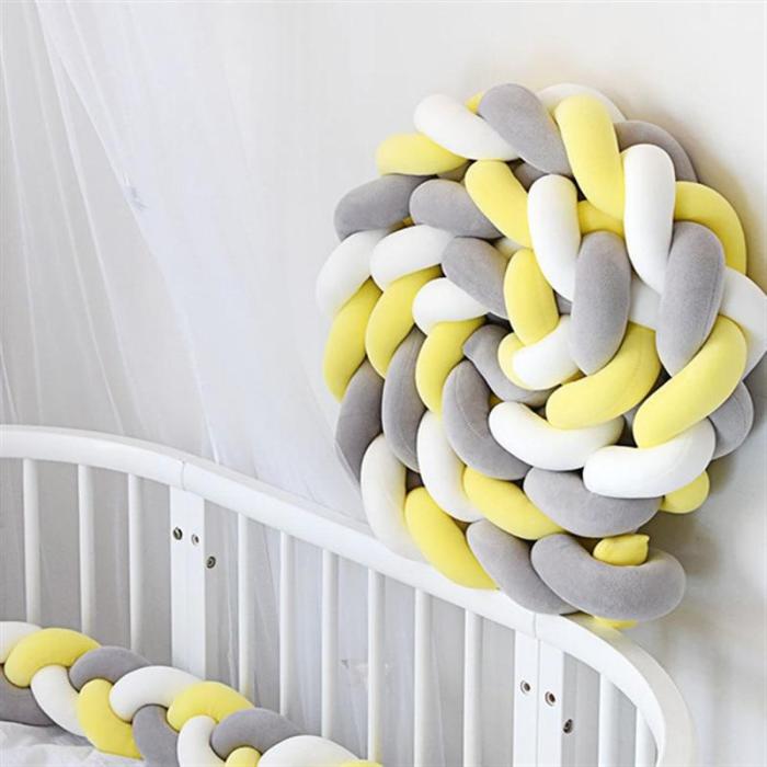 2M/3M Baby Bed Bumper Knot Cot Bumper for Newborn Knotted Braid Weaving Plush Baby Crib Protector Infant Knot Pillow Room Decor