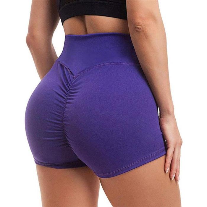 Hot Women Casual Solid Elastic High Waist Push Up Fitness Yoga Shorts Running Gym Stretch Sports Short Pants
