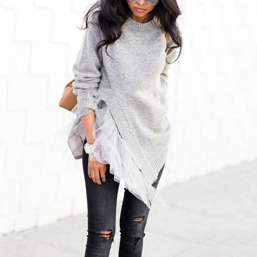 Elegant Splicing Lace Sweater