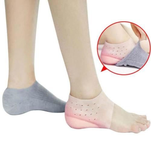 Unisex Invisible Height Increase Socks Heel Pads Silicone Insoles Foot Massage Orthopedic Arch Supports