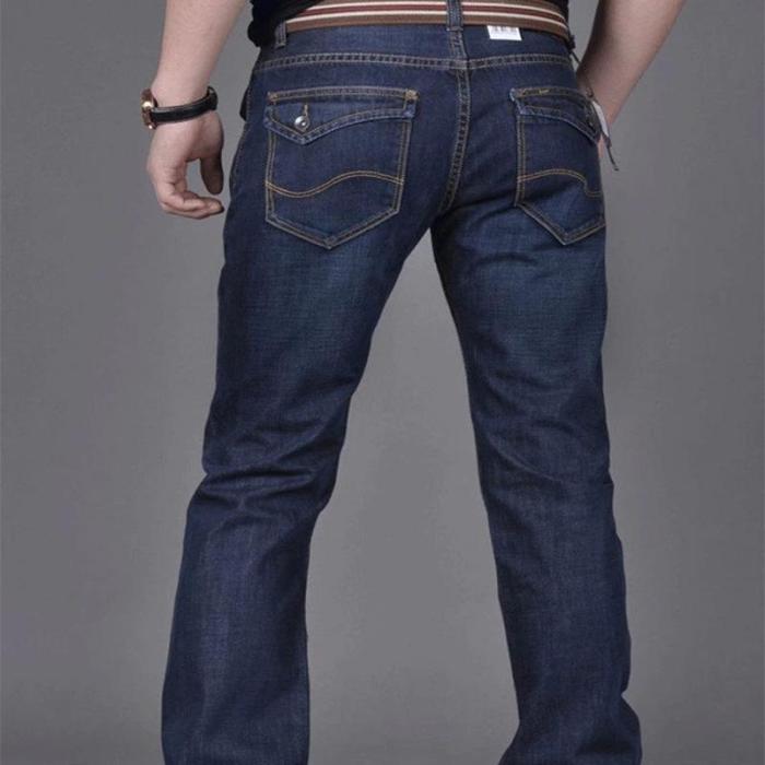 Ripped Plain Straight Mid-Rise Men's Jeans