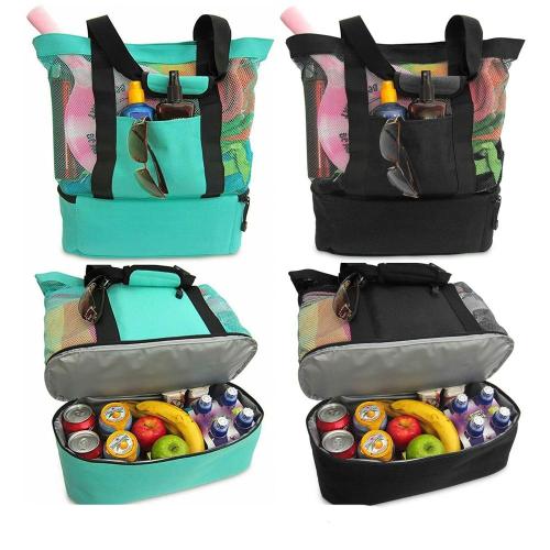 Outdoor Beach Tote Bag Zipper With Insulated Picnic Bag Travel Camping Large Capacity