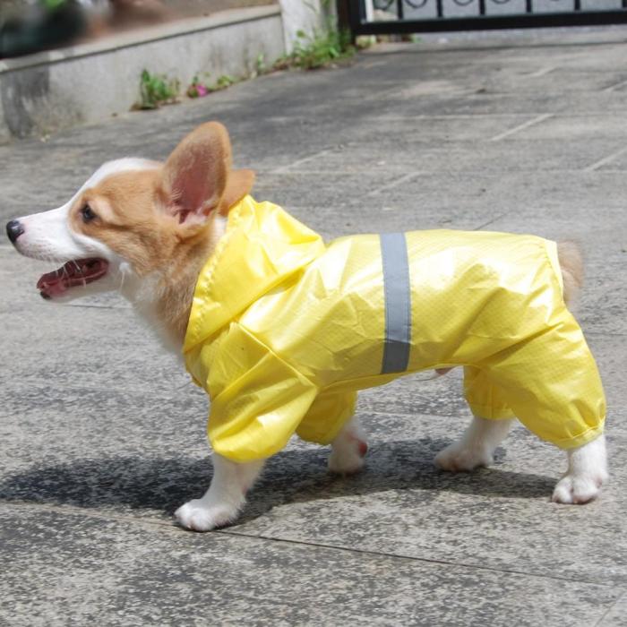 Pet Dog Waterproof Raincoat Jumpsuit Reflective Rain Coat Breathable Mesh Dog Outdoor Clothes Jacket for Small Dog Pet Supplies