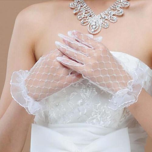 Black Red White Ivory Short Lace  Gloves women  Party Lace Gloves