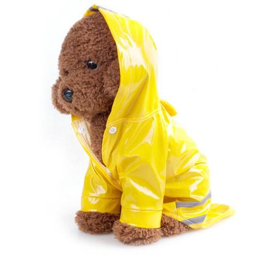 Solidcolor Waterproof Dog Raincoat with Hood for Pet Dog Puppy Rain Coat Cloak Costumes Clothes Supplies Golden RetrieverOutdoor