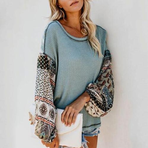 Round  Neck  Print  Sweaters