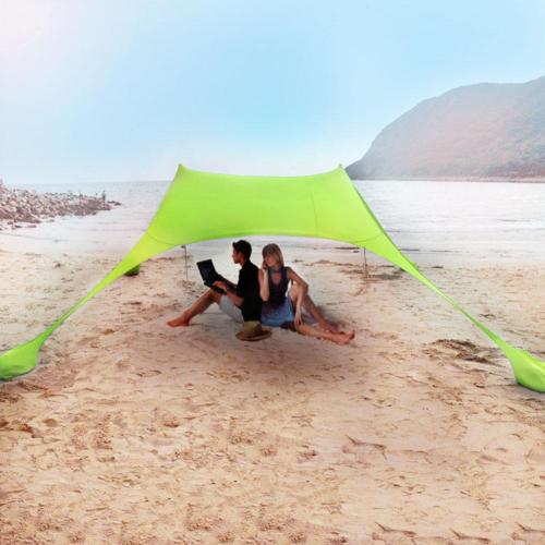 Family Beach Sunshade Lightweight Sun Shade Tent With Sandbag Anchors 4 Free Pegs UPF50+ UV Large Portable Canopy