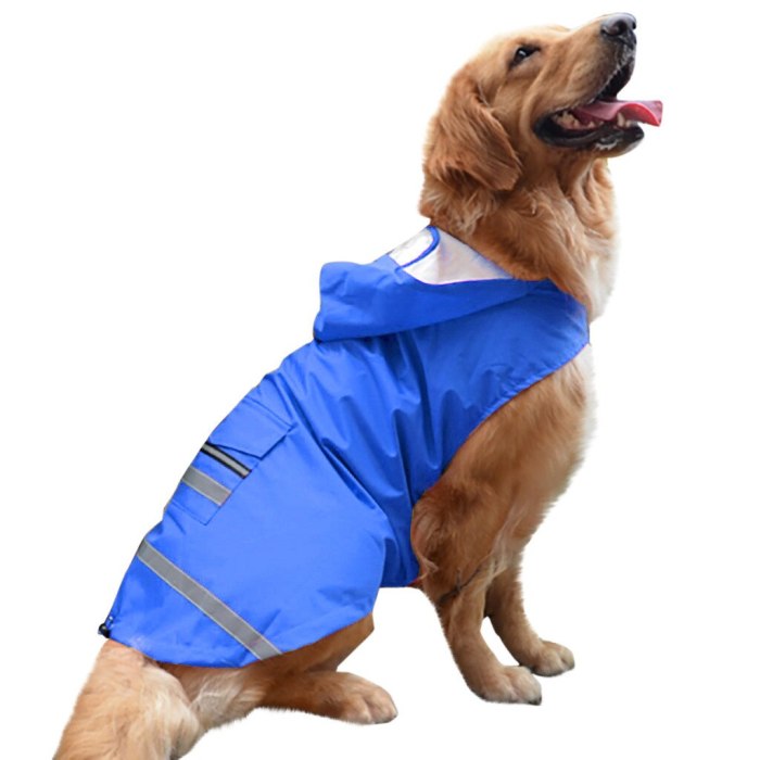 Trsnser Dog Clothes Blue Golden Retriever Large Dogs Hooded Legs Waterproof and Rainproof Pet Raincoat 19Mer25 P35