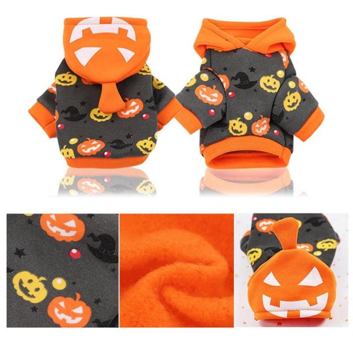 Halloween Dog Clothes Skull Bat Pumpkin Spider Dog Costume For Small Dogs Soft Warm Puppy Hoodie Coat Cosplay Dog Jacket Apperal