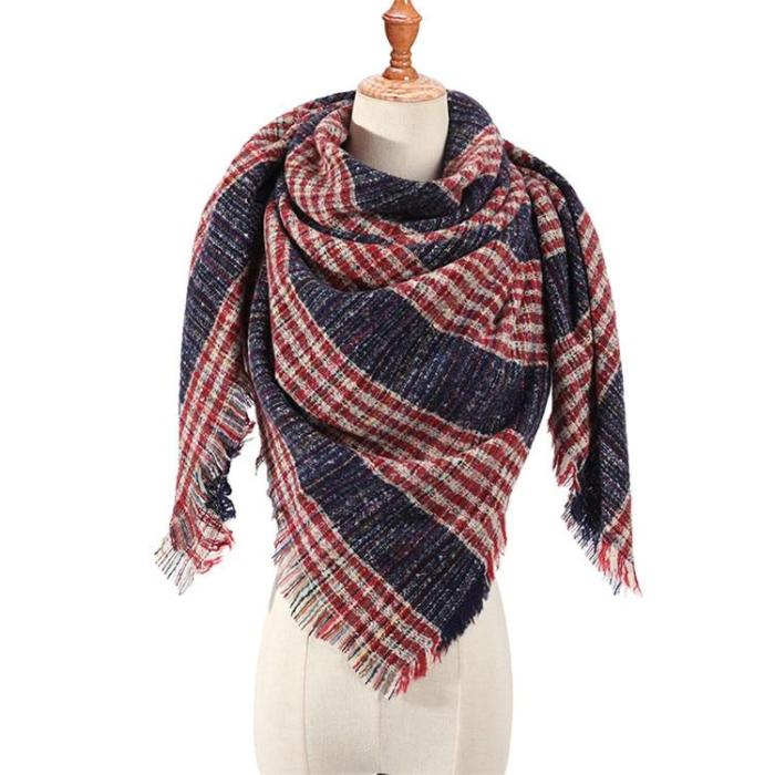 Designer brand women scarf fashion plaid winter scarves for ladies cashmere shawls wraps warm neck Triangle Bandage pashmina