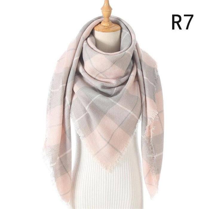 2020 Women Cashmere Winter Scarf Knit Pashmina Bandana Plaid Female Warm Triangle Scarves Blanket Shawls and Wraps Bufanda