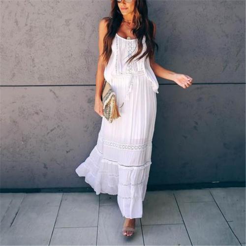 Fashion White Lace Skirt Casual Maxi Dress