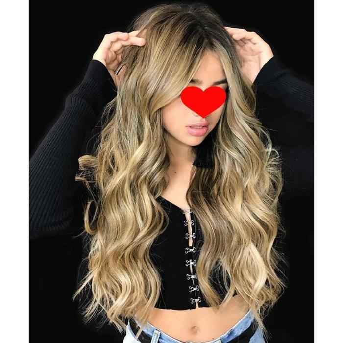 Mix Color Long Wavy Synthetic Hair Wig
