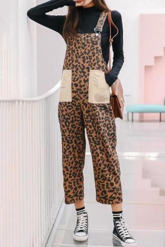 Leopard Printed  Sleeveless Jumpsuits