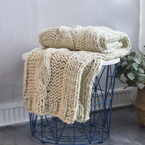 DIY Knitting PATTERN - Triple Cable Throw Blanket / Rug 50  x 60