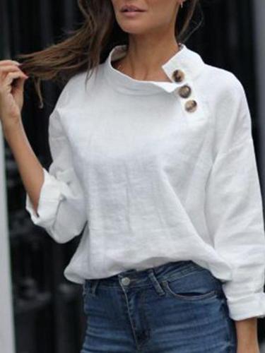 Solid Color Loose Casual Blouse