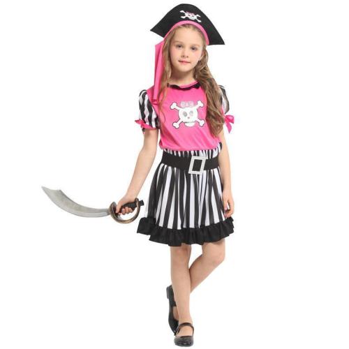 Halloween Costumes for Girls Pink Skull Pirate Costume Party Carnival Fancy Dress