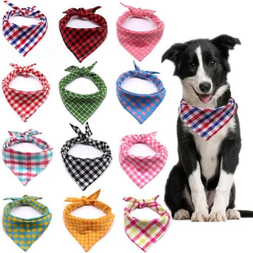 5PC/Lot 100%Cotton Pet Dog Bandanas For Large Dogs Plaid Scarves Collar Dog Grooming Accessories