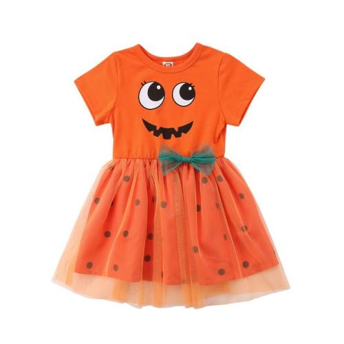 2020 New Pumpkin Fairy Halloween Dress For Girls Costume Outfits Princess Party Fancy Short Sleeve Dress Clothes Cosplay 6M-5T