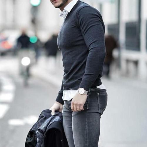 Casual Solid Color Slim Men's Knit Sweater