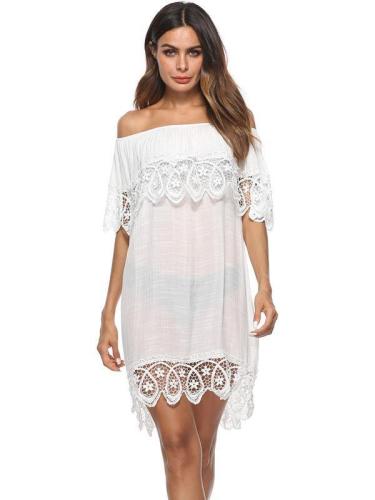 Lace Tulle Sexy Off-the-shoulder Cover-Ups Swimwear
