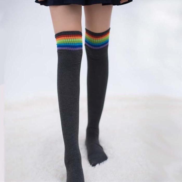 Fashion Rainbow Over Knee Stockings