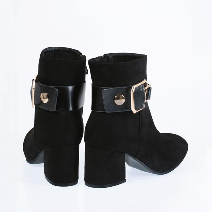 Women's Fashion Solid Color Suede Ankle Boots