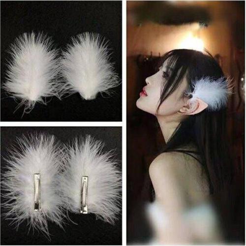 2 pcs Ins Super Fairy White Feather Hair Clip Headdress Wedding Daily Photo Personality Sweet Feather Barrettes Hair Accessories