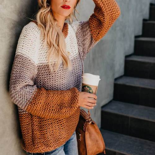 Crewneck Colorblock Mohair Pullover Sweater