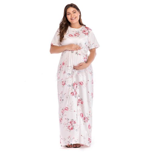 Women's Short Sleeve Printed Maternity Dress