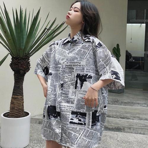 Women Beach Style Blouses Casual Plus Size Harajuku Print Short Sleeve Shirts Summer Loose Tops