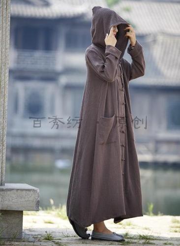 Cotton and Linen Hoodie Dress
