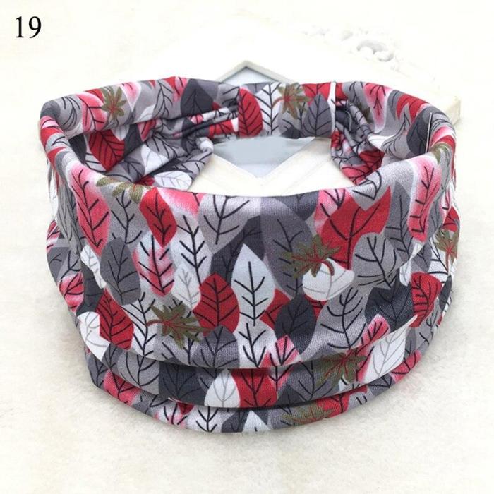 New Boho Wide Cotton Stretch Headband Turban Sports Yoga Knotted Hairband Headwrap Leopard Floral Printed Women Hair Accessories