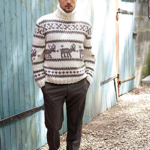 Men's printed turtleneck sweater