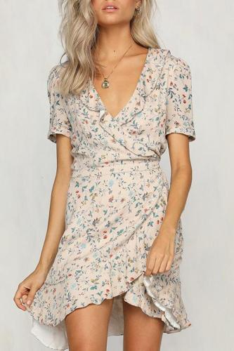 Random Sexy Floral Print Mini Dress