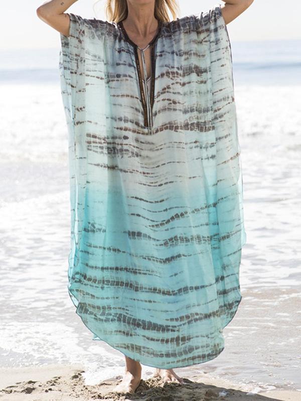 Plus Size Loose Printed Beach Cover-ups