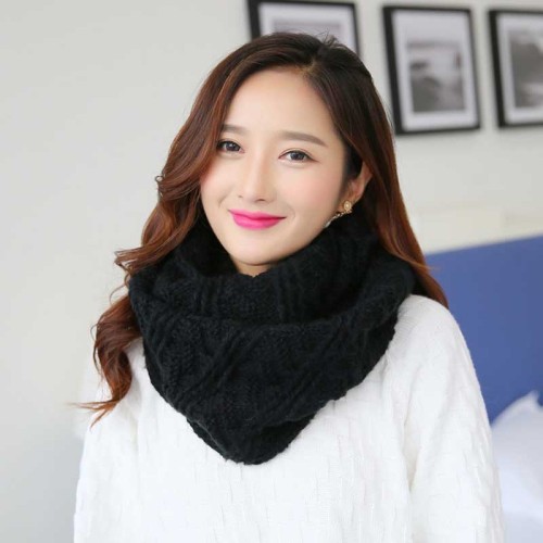 Striped Women Scarf Women Knitted Snood Scarf Winter Infinity Scarves Neck Circle Cable Warm Soft Ring Scarf for Female