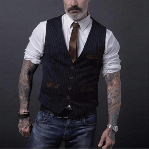 Men's Striped Pocket Vest