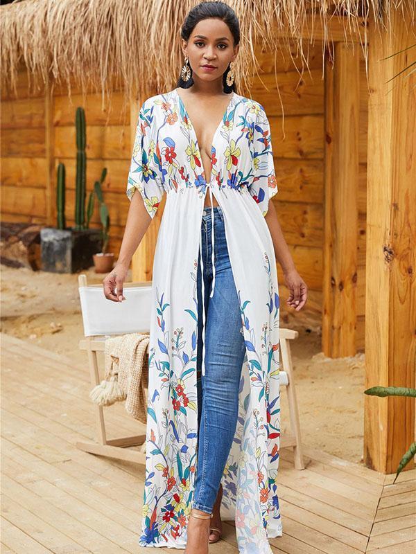 Positioning Printed Waisted Cover-up