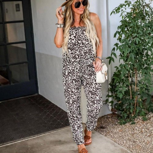 EBUYTIDE Sexy Strapless Printed Slim Fit Jumpsuit