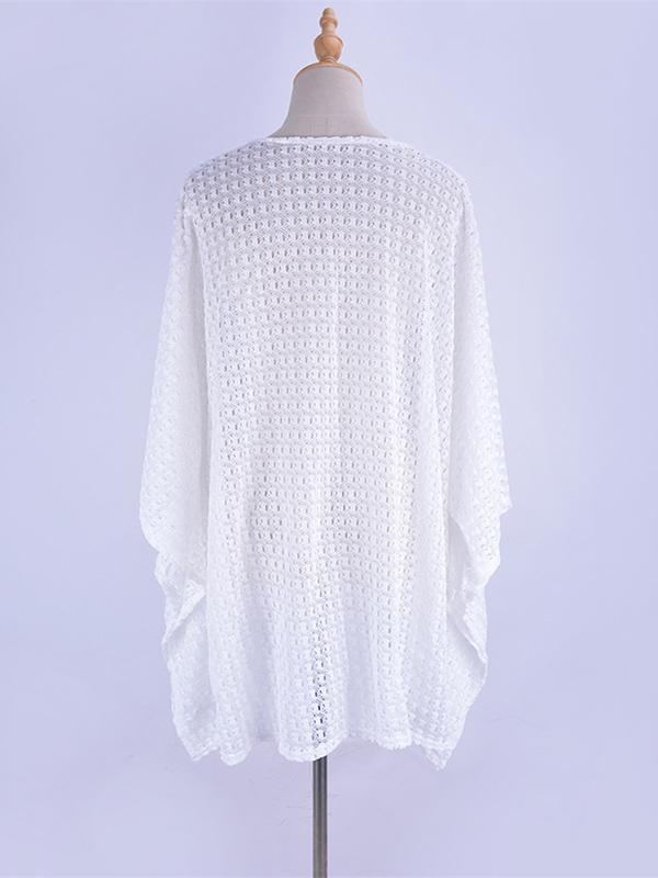 Lace Hollow Batwing Sleeves Kaftan Cover-up