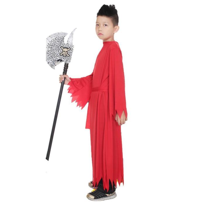 Kids Boys Devil Vampire Costume Red Halloween Horror Girm Reaper Cosplay Costume