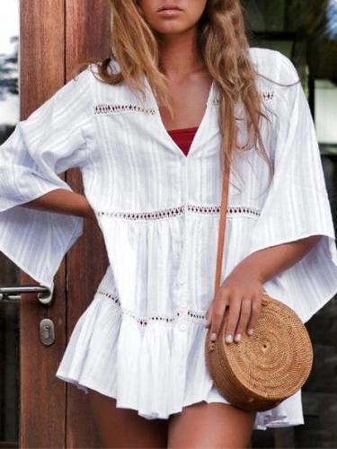 Casual Cotton Hollow Cover-up Swimwear