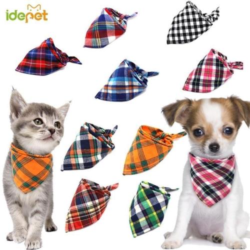 Dog Bibs For Small Dogs Puppy Bandanas Cotton Plaid Washable Pet Bandanas Scarf Bow Ties Collar Cat Middle Large Dog Grooming 20