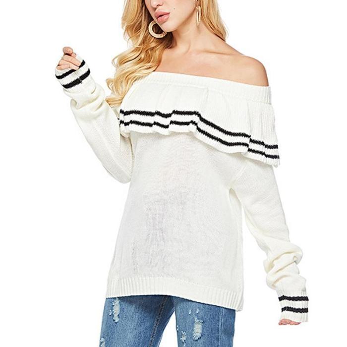 Solid Color Collar Sexy Slim Sweater