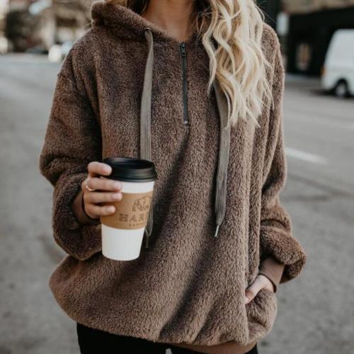Fashion Plain Fur Long Sleeve Sweater