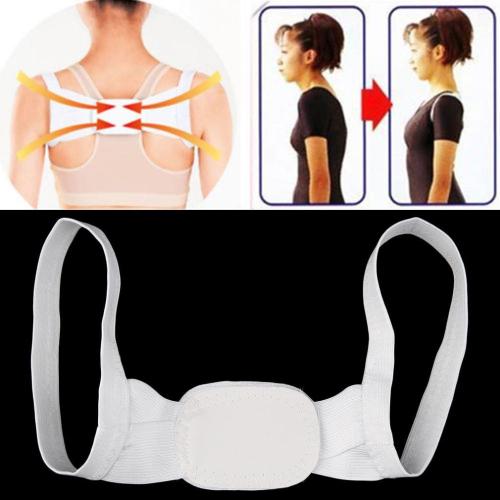 1pcs Adjustable Therapy Posture Body Shoulder Support Belt Brace Back Corrector Braces Supports Polyester White