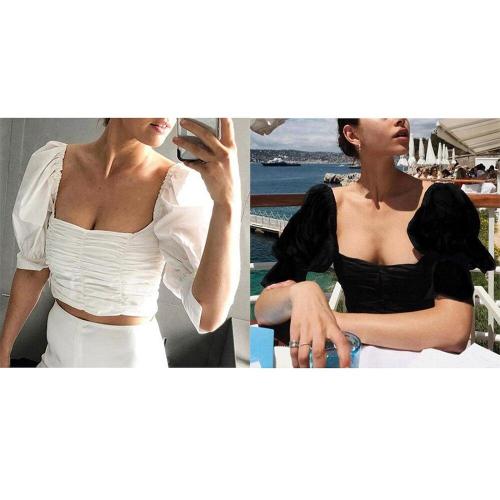 E-girl vintage white tunic shirt Crop Tops Y2K puff sleeve Tube Top Tanks Cropped Summer Casual Tops For Women Tshirt Crop Tops