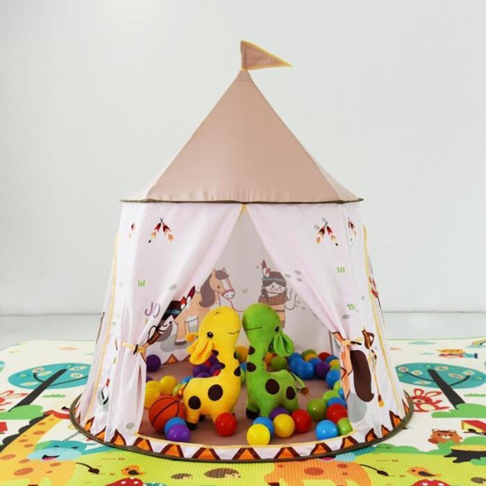 Kid Tent House Portable Princess Castle 123*116cm Present Hang Flag Children Teepee Tent Play Tent Baby Birthday Christmas Gift