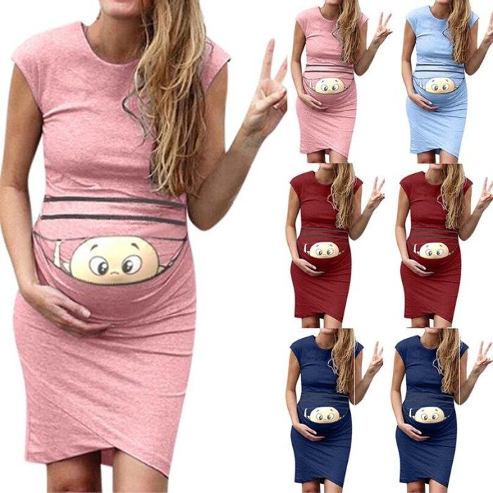 clothes for pregnant women Print Pregnant Maternity Dress Maternity Props Bodycon Casual  Mini pregnant dres